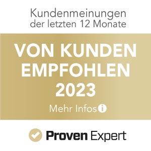Proven Expert Auszeichnung - von Kunden empfohlen 2023