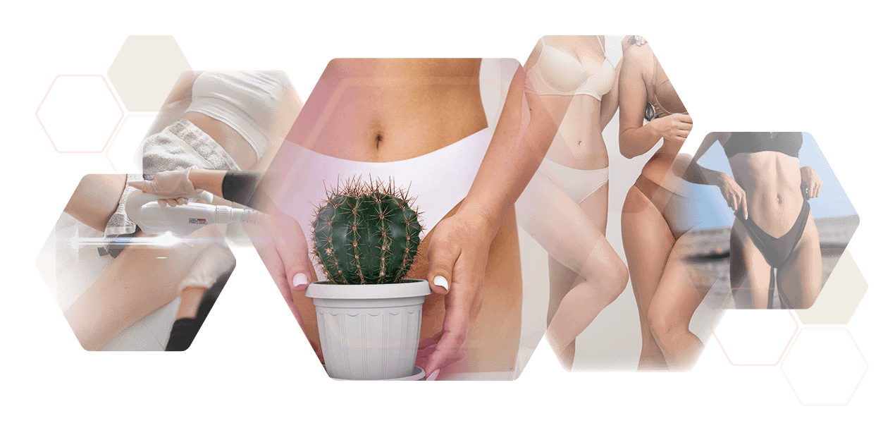 Photo collage photos smooth skin in the intimate area