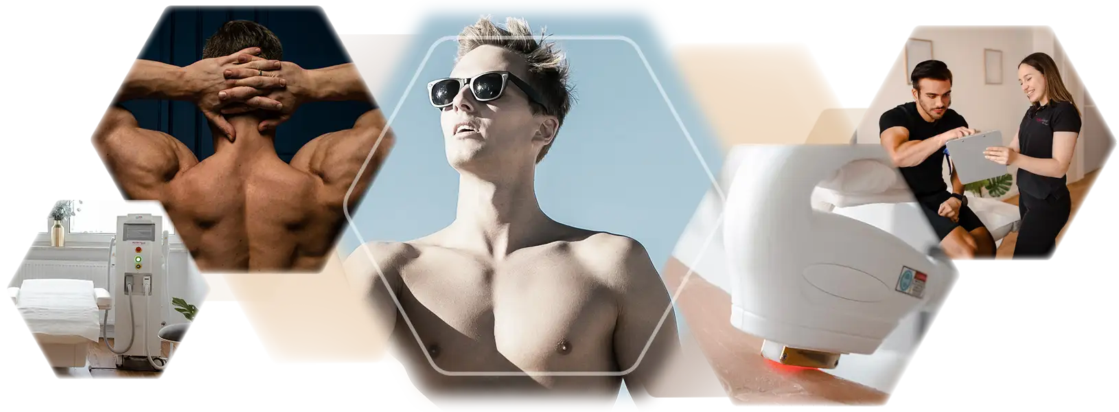 Photoset smooth skin an Neck and shoulders for men with light and laser technology